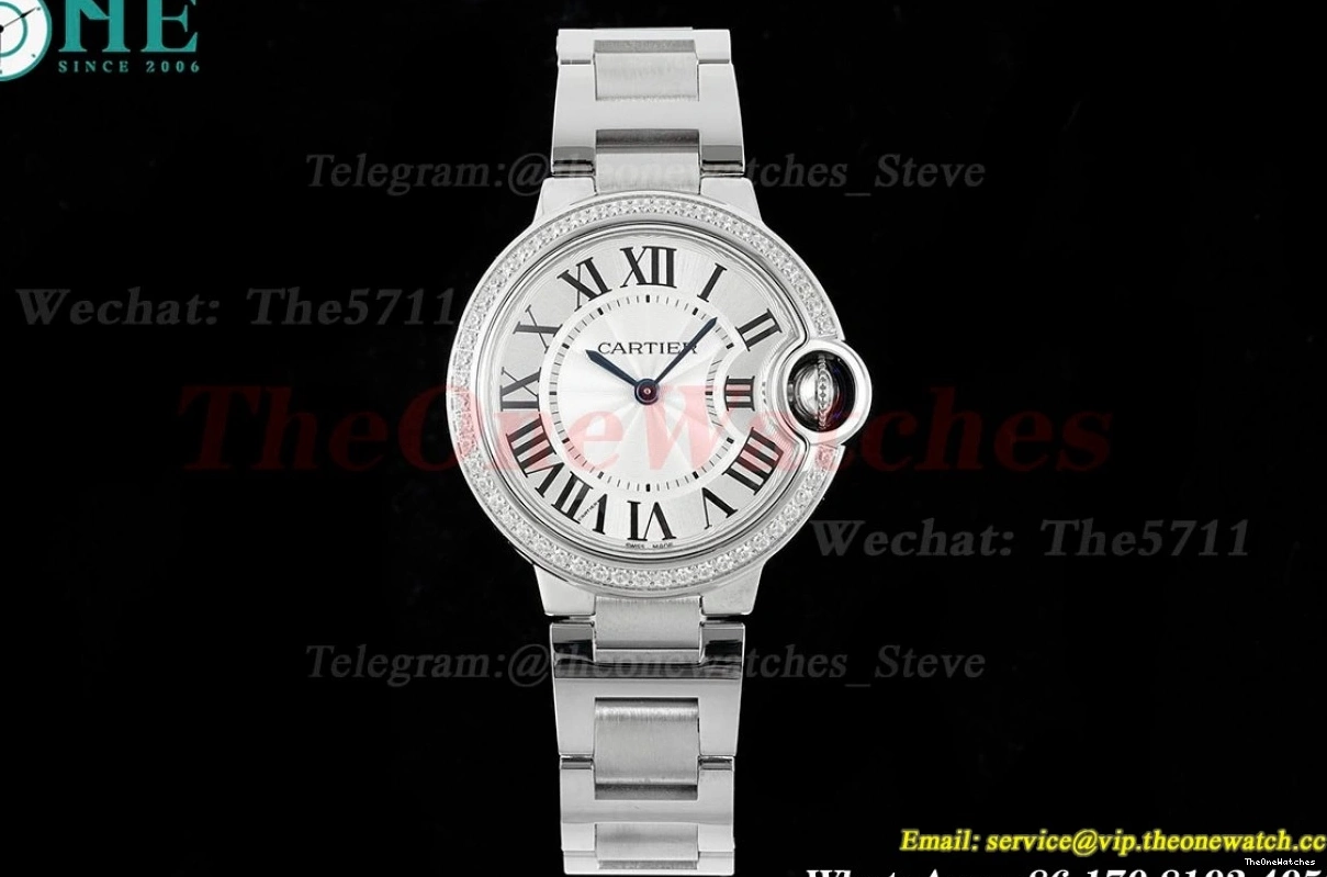 Ballon Dia 33mm White De Bleu SS SS Dial Quartz Cartier AF 0417